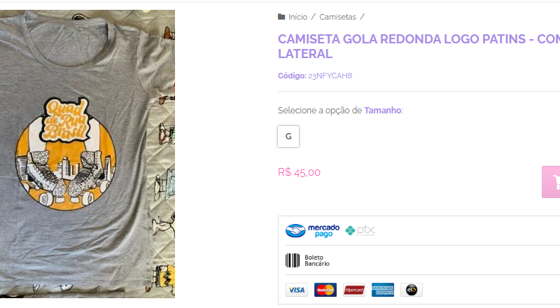 CAMISETA GOLA REDONDA LOGO PATINS – COM FENDA LATERAL