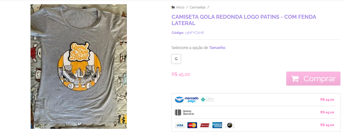 CAMISETA GOLA REDONDA LOGO PATINS – COM FENDA LATERAL