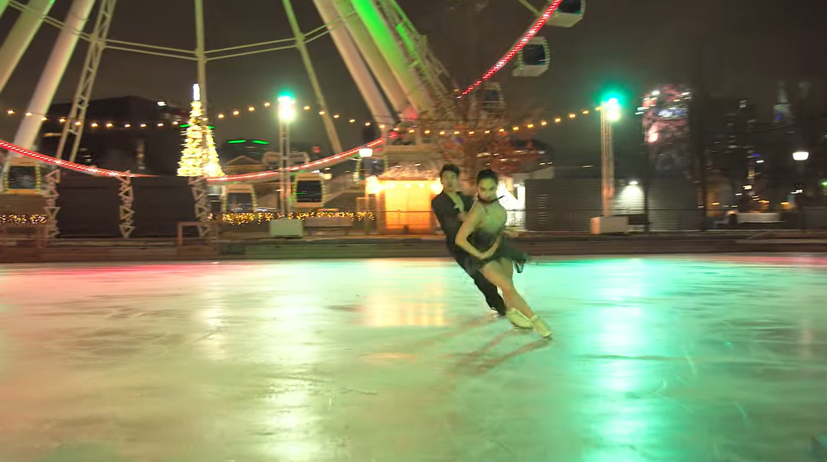 Hannah Lim & Ye Quan, Korean Ice Dancers, perform to “Danse Macabre” at Vieux-Port de Montréal